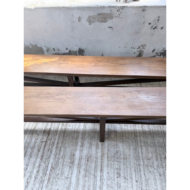 Oak Farm Benches, 1950s, Set of 2 For Sale - Image 11 of 18