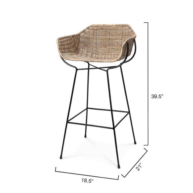 Discover the perfect blend of casual coastal style and modern design with this stool. Featuring broad, woven rattan seats...