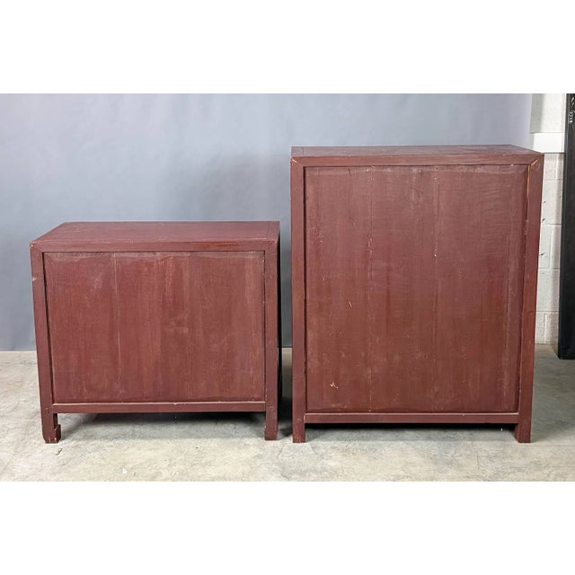 Chinese Red and Gilt Carved Three-Piece Cabinet, Likely Early-20th Century For Sale - Image 6 of 9