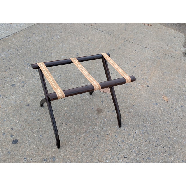 Mid-Century Modern Vintage Dark Brown Luggage Rack For Sale - Image 3 of 7