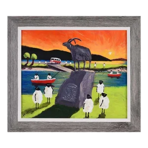 Sheep in a Vw Split Screen Camper Van Visiting Johann the Goat in Ireland