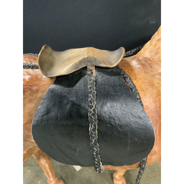 Vintage 1950s Tall Brown Leather Standing Horse Sculpture For Sale - Image 11 of 11
