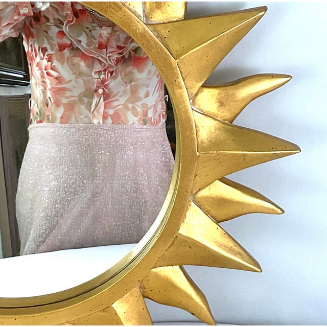 RARE-celestial, Sunburst gold mirror Wood carved, covered with gesso(a white clay)-and covered with gold paint...