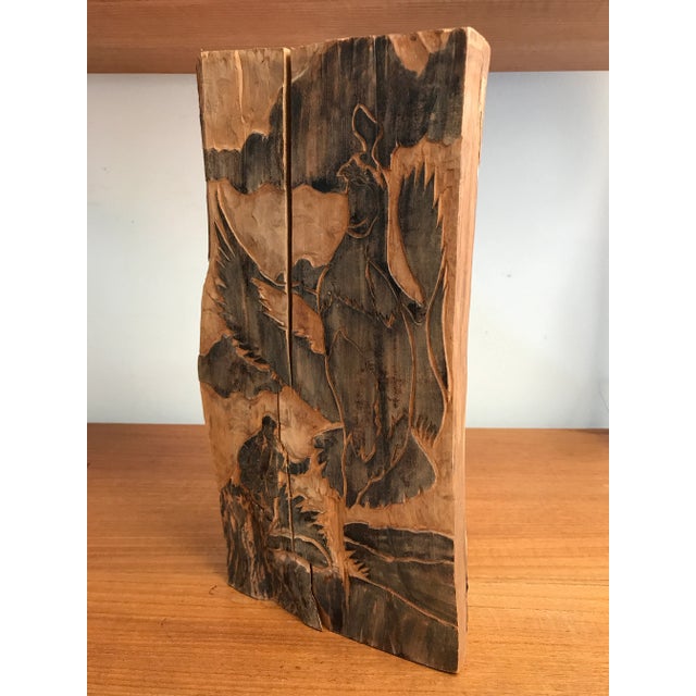 Wood Folk Art Hand Crafted Woodblock Accent For Sale - Image 7 of 9