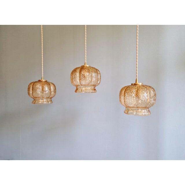 Vintage Amber Glass Pendant Light, 1960s-1970s For Sale - Image 10 of 18