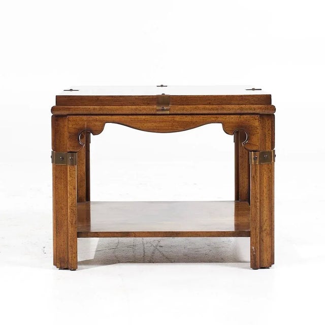 Wood Drexel Contemporary Brass and Walnut Square Side End Table For Sale - Image 7 of 9