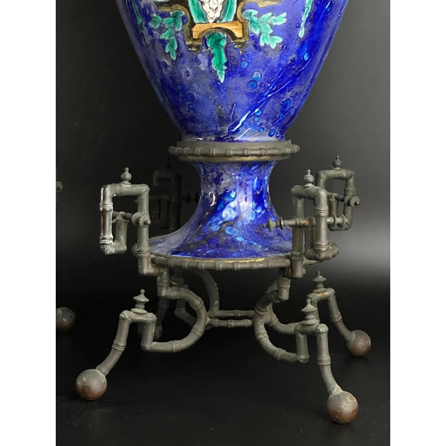 French Vases on Patinated Bronze Bamboo Mounts with Portraits of Henri III from A. Giroux Paris, 1880-1895, Set of 2 For Sale - Image 11 of 12