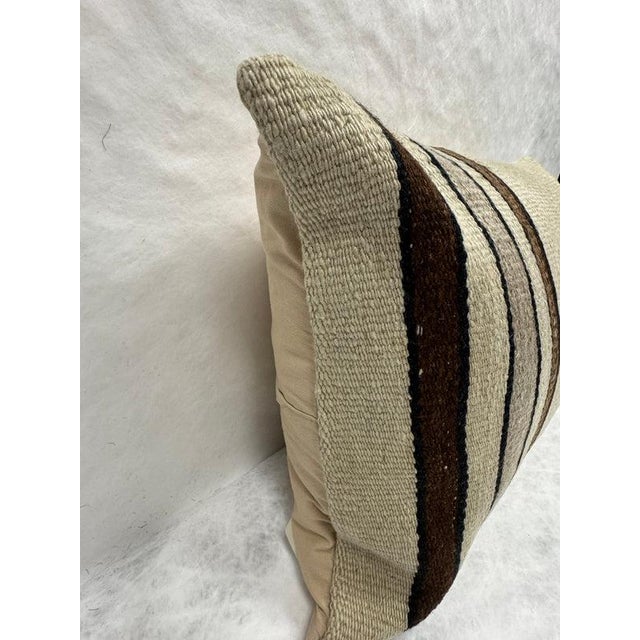 Turkish Hemp Pillow Cushion Natural Beige Brown Black Pillow Cushion Cover 16" x 24" For Sale - Image 4 of 4