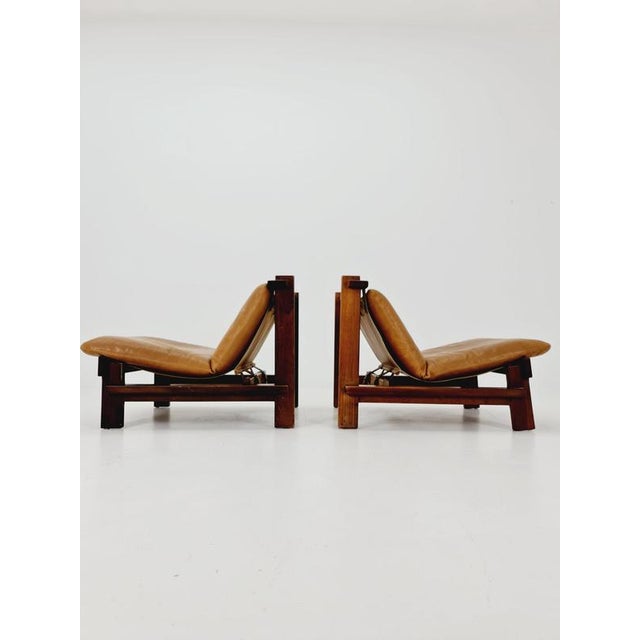 Brown Mid-Century Modern Lounge Chair in Leather and Wood by Carl Straub, 1960s For Sale - Image 8 of 17