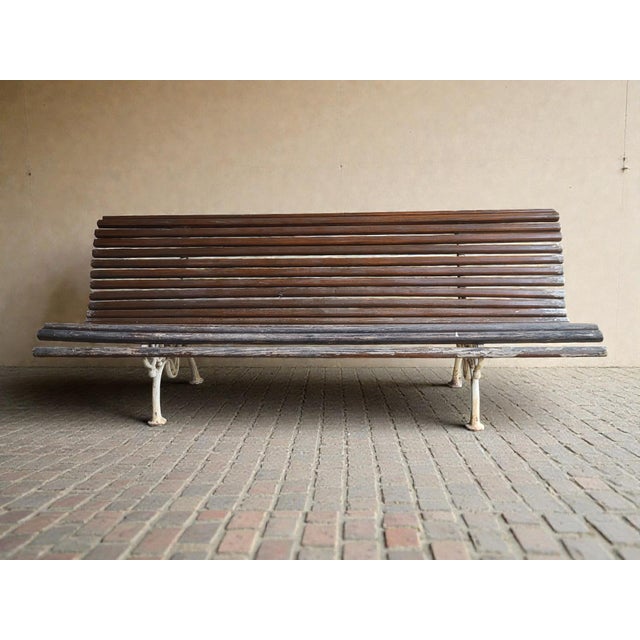 Brown Garden Bench with Cast Iron Legs, 1890s For Sale - Image 8 of 8