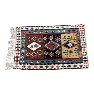 1990 Vintage Turkish Kilim – Hand-Woven Textile Art – One-Owner Heritage, (Needs Cleaning) For Sale