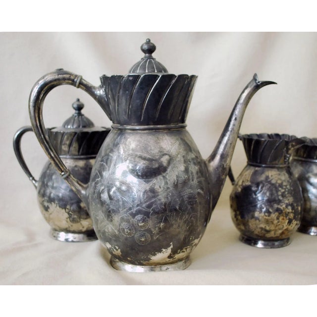 Victorian Antique Victorian Silver Plate Tea Service - Set of Four For Sale - Image 3 of 11
