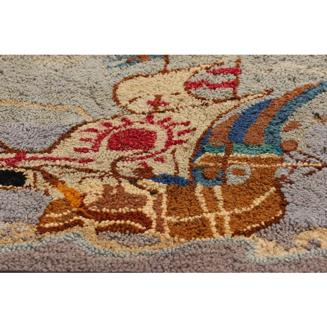 Early 20th Century Antique American Pictorial Hooked Rug, 02'04 X 03'00 For Sale - Image 5 of 10