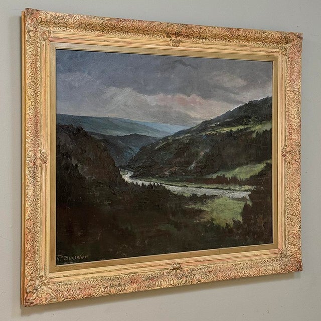 Antique Framed Oil Painting on Canvas of Ardennes Landscape by Rene Toussaint (1902-1971) For Sale - Image 4 of 16