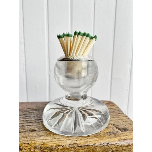 1904 English Sterling Silver and Glass Match Striker For Sale - Image 4 of 6