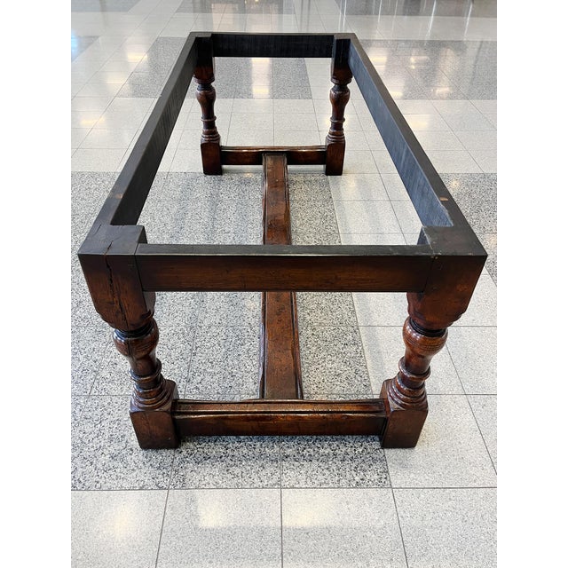 19th Century English Oak Trestle Farm Table For Sale - Image 10 of 17