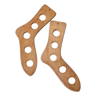 Antique Primitive Wooden Sock Stretchers Pair For Sale