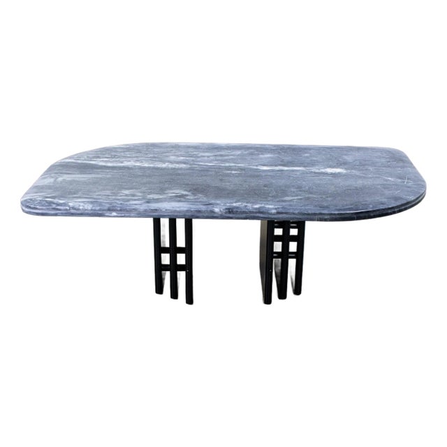 Late 20th Century Scandinavian Post Modern Coffee Table Marble Cat Eye Top by Bendixen Designs Made in Denmark For Sale