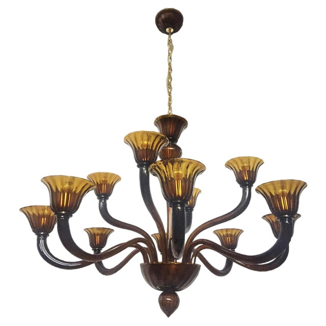 Tobacco Chandelier in Murano Glass from Simoeng For Sale