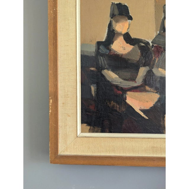 Brown 1957 Mid-Century Modern "Senoritas" Vintage Abstract Figurative Oil Painting by Swedish Artist Ivar Morsing, Framed For Sale - Image 8 of 12