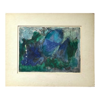 Mid 20th Century Florence Weinstein Matted Abstract Watercolor Painting on Paper - Signed For Sale