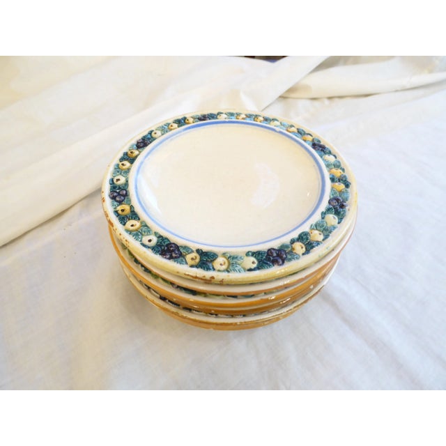 Early 20th Century Vintage Italian Della Robia Style Ceramic Plates - Set of 7 For Sale - Image 5 of 5