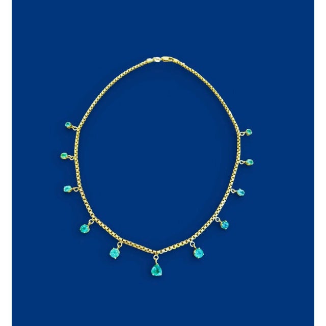 Emerald Fringe Necklace, 14k Gold For Sale - Image 9 of 14