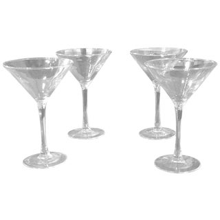Mid-Century Gold Trimmed Martini Glasses - 4 For Sale