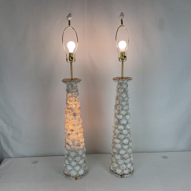 Pair of Coastal Seashell Table Lamps-Nautical Decor For Sale - Image 12 of 14