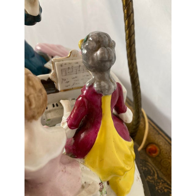 Vintage Musical Continental Porcelain Figurine Group Lamp Dresden Style For Sale In New York - Image 6 of 17
