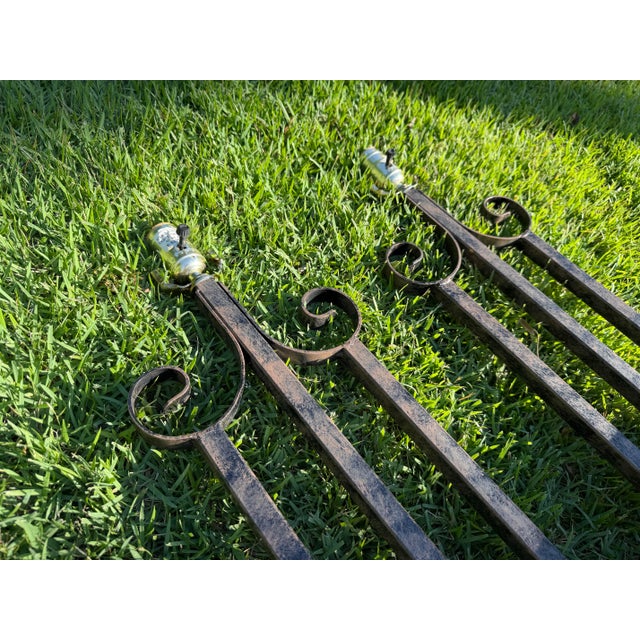 Late 20th Century Vintage Neoclassical Metal Scroll Table Lamps, Pair For Sale - Image 5 of 11