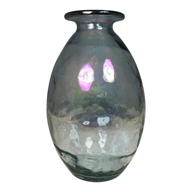 Vintage Hand Blown Translucent-Clear Balloon Bottle For Sale