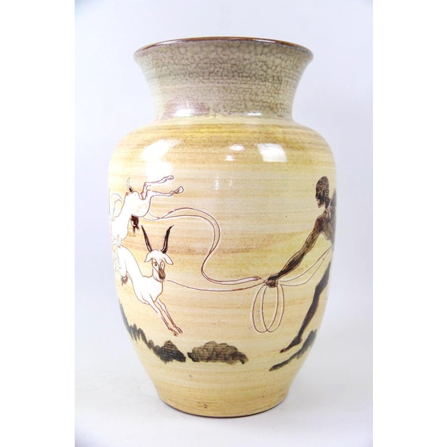 Art Nouveau Mid-Century Modern Large Danish Porcelain Decorative Vase by Harald Folmer Gross For Sale - Image 3 of 9