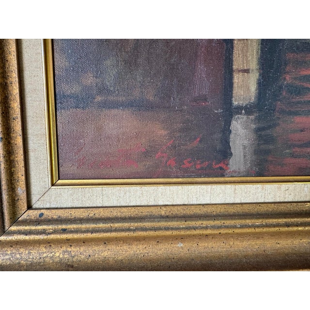 Wood 1960's Vintage Amsterdam Cityscape Oil Painting, Signed For Sale - Image 7 of 12