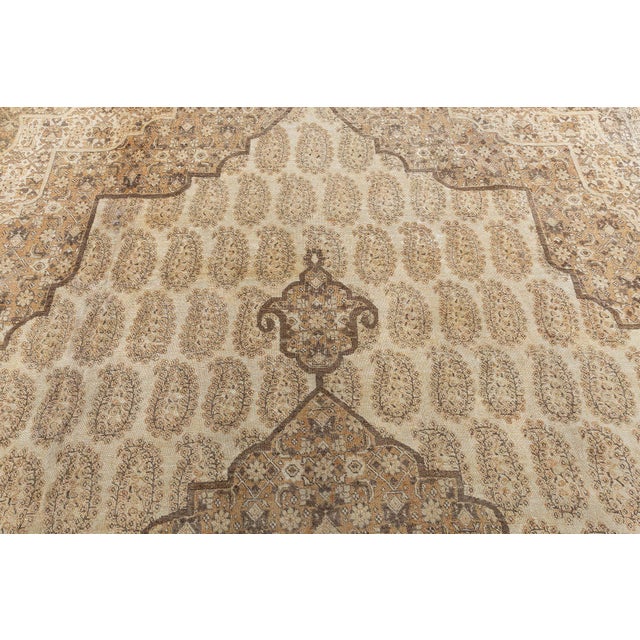 Antique Persian Tabriz Handmade Wool Rug For Sale - Image 4 of 10
