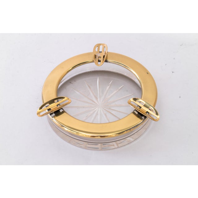 Art Deco Ashtray Brass and Cut Glass, 1920s For Sale - Image 11 of 14