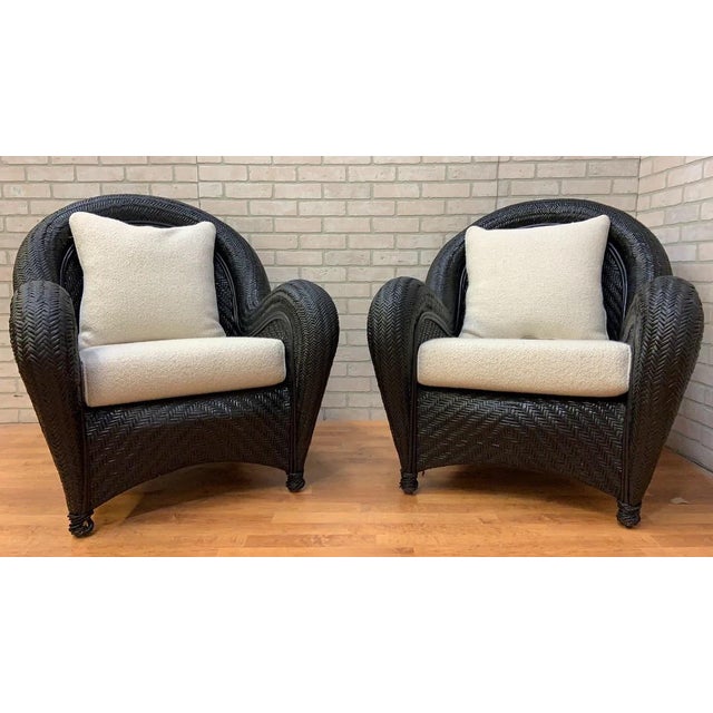 Rattan Lounge Chairs ~ Pottery Barn Malabar Woven Wicker Rattan Lounge Arm Chair ~ Patio Chair ~ Porch Chair ~ Beach...