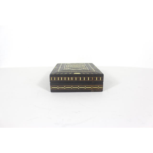 Wood Vintage Inlaid Wood Bone Inlay Box For Sale - Image 7 of 14