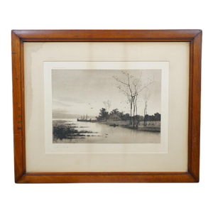 Antique Louis Harlow John Millspaugh Shrewsbury River New Jersey Etching 30"