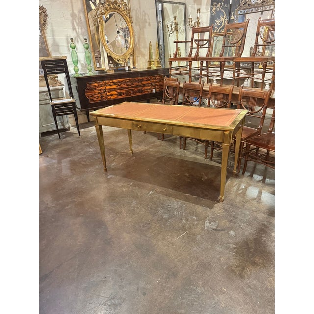 Italian John Vessey Style Brass Desk For Sale - Image 13 of 13