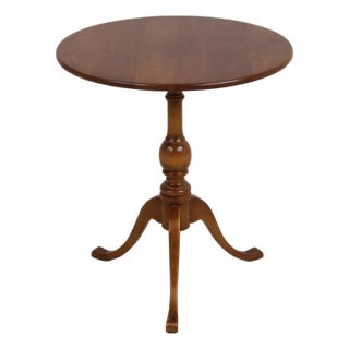Stickley Round Cherry Pedestal Occasional Lamp Table For Sale