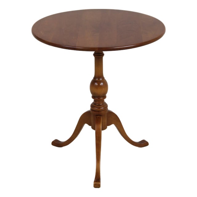 Stickley Round Cherry Pedestal Occasional Lamp Table For Sale
