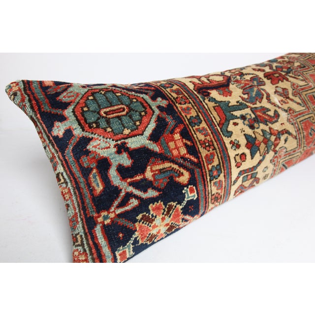Textile Antique Persian Heriz Lumbar Rug Pillow – Rare Handwoven Textile -16'' X 43'' For Sale - Image 7 of 10