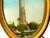 American Antique Reverse-Painted Washington Monument Glass Plaque in Oval Brass Frame, Circa 1900 For Sale - Image 3 of 7