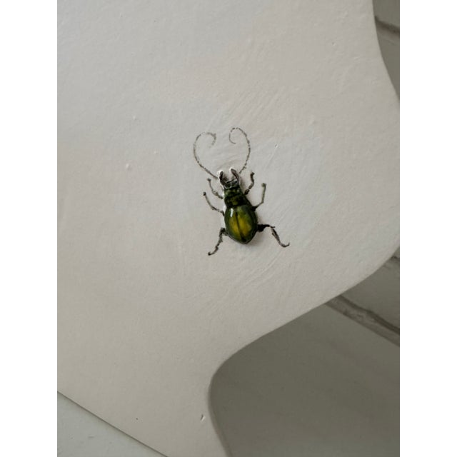 Sassy pair of left hip / right hip silhouette vases with sculpted painted insects. The green beetle is a beauty, and who...