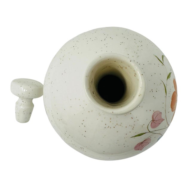 Ceramic 1970s Mid-Century Modern Treasure Craft Ceramic Globe Decanter With Mushroom Stopper - Hand-Painted Wildflower Line For Sale - Image 7 of 10