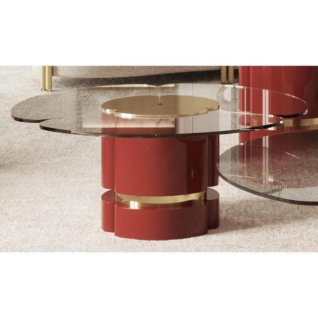 Euphoria Medium Center Table by Memoir Essence Dimensions: D 90 x W 90 x H 37 cm. Materials: Polished brass, lacquer and...