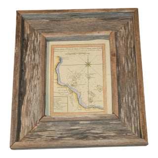 Hand Colored 18th C Map of Vera Cruz Mexico in Rustic Ranch Frame For Sale