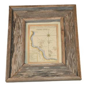 Hand Colored 18th C Map of Vera Cruz Mexico in Rustic Ranch Frame