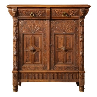 20th Century Carved Wooden Cabinet, 1940s For Sale